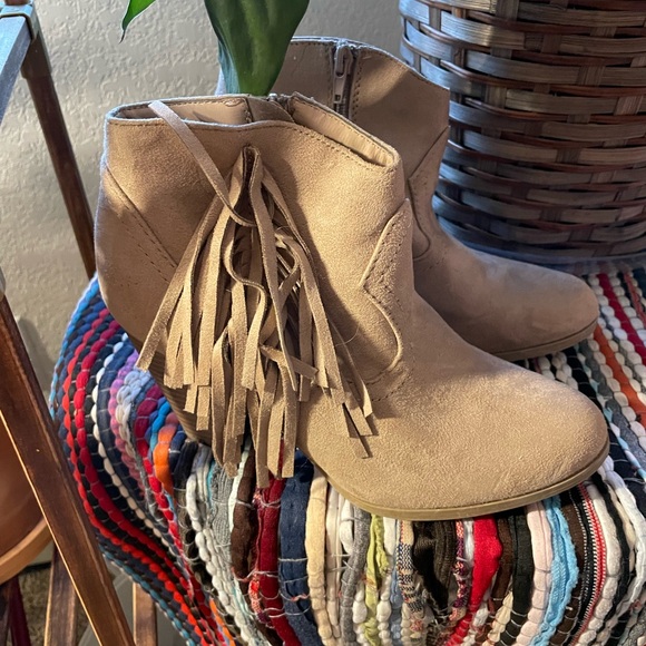 Suede Beige Ankle Boots - Picture 1 of 6